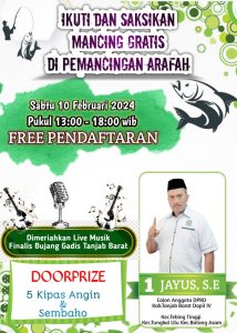 Manfaatkan Masa Kampanye, Jayus : Caleg PKB Tanjabbar Gelar Mancing Gratis