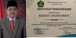 Baznas Tanjabbar Raih Predikat Terbaik Se Provinsi Jambi, Bupati UAS Apresiasi Semua Pihak
