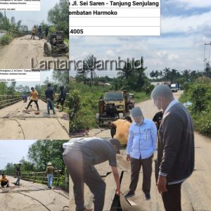 Respon Cepat Keluhan Warga, PUPR Tanjabbar Langsung Bergerak Perbaiki Jembatan Harmoko