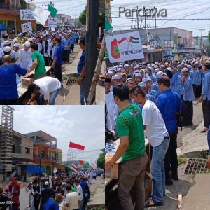 Turut Meriahkan Hari Santri, Posko Pemenangan UAS-Katamso Berikan Air Minum Pada Peserta Pawai