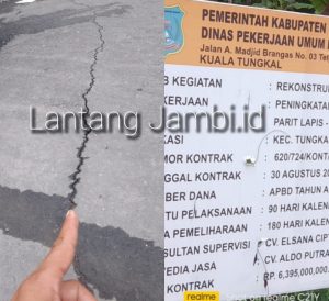 Telan Dana 6,3 Milyar, Proyek Pengaspalan Parit Lapis Sudah Rusak