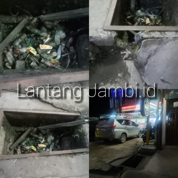 Terkesan Kumuh dan Jorok, Dranase Didepan Alfamart Sriwijaya Penuh Sampah