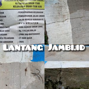 Proyek DAU Kelurahan Sungai Saren Terkesan Asal Jadi, Baru Selesai Dikerjakan Jalan Rabat Beton Retak dan Patah