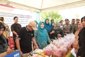 Bupati Tanjabbar Bersama Ketua TP PKK Hadiri Gerakan Pangan Murah Serentak Nasional 