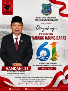 Menyongsong HUT Tanjabbar, Ketua DPRD Hamdani Ucapkan Selamat Hari Jadi Ke-61